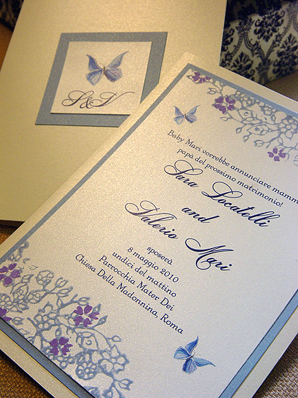 Vintage butterfly wedding invitations