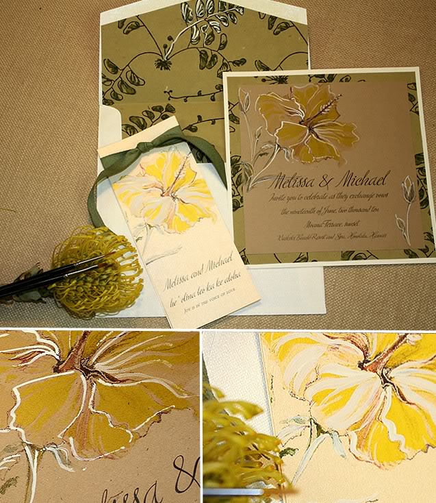 Handmade hawaiian wedding invitations