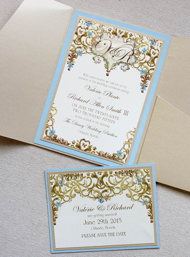 Light blue wedding invitations