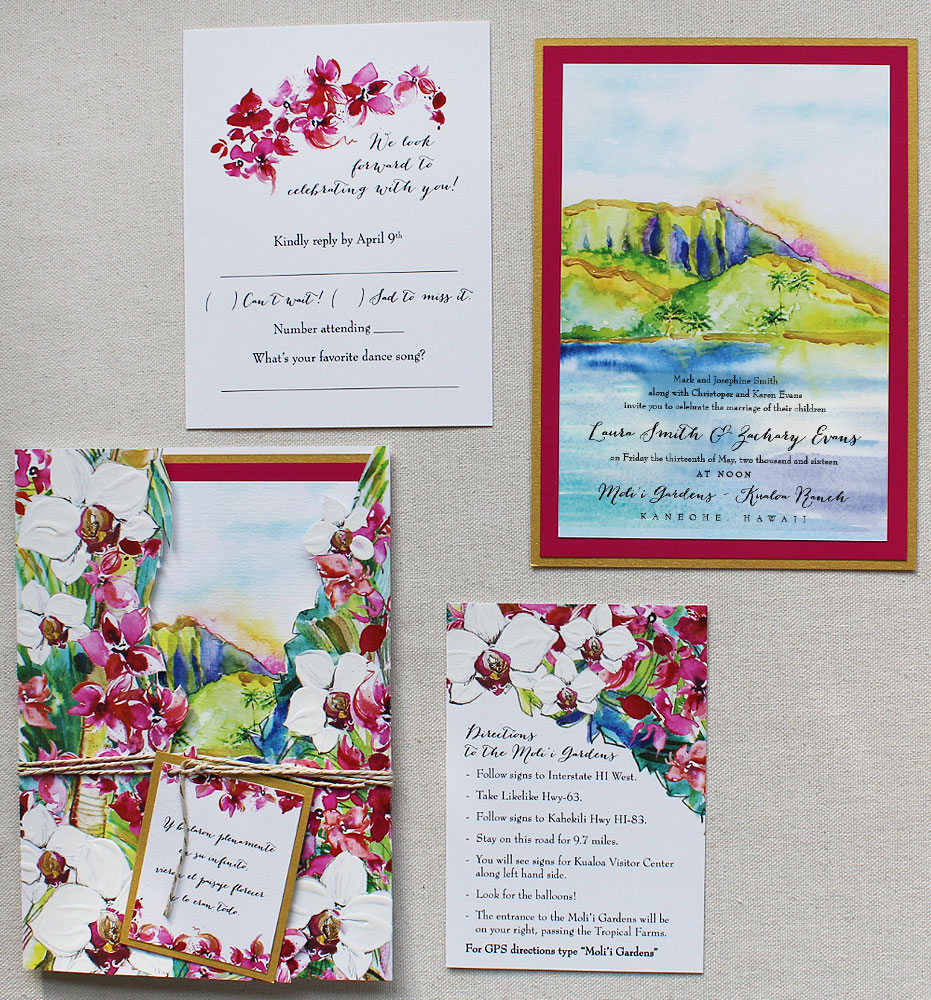 Custom hawaiian wedding invitations