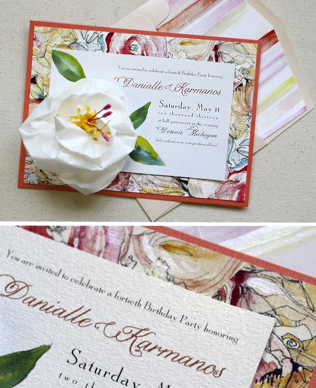 Watercolor Flower Wedding Invitation