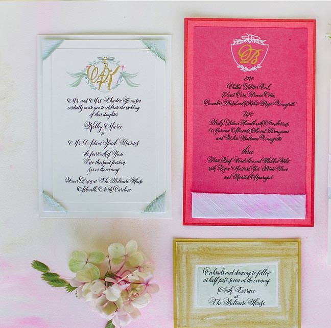 Watercolor Monogram Wedding Invitations