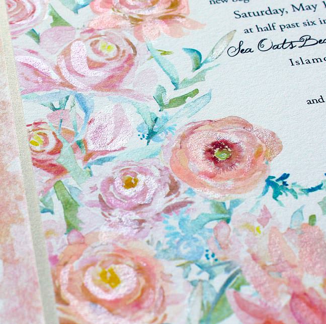 Peach Peony Watercolor Wedding Invitations