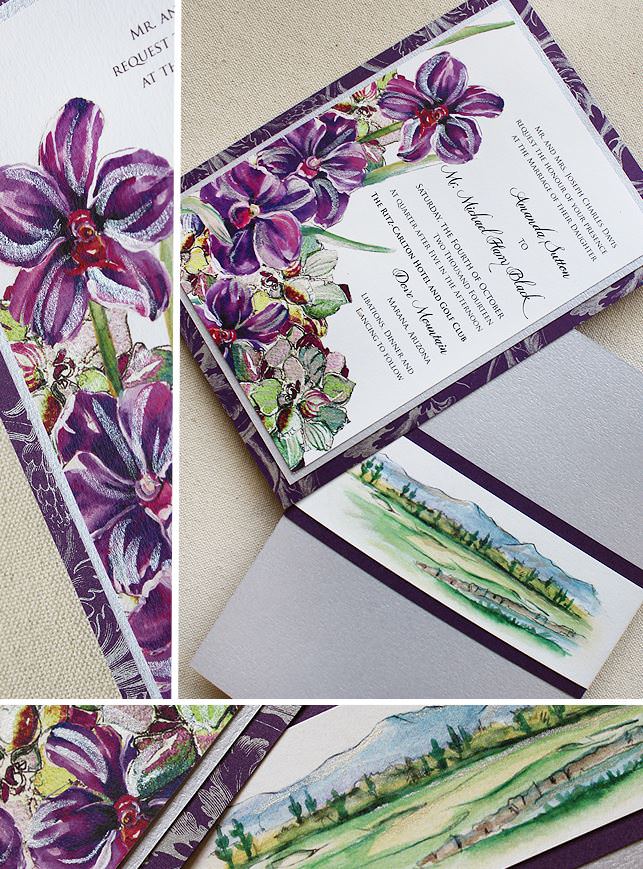 Purple Orchid Wedding Invitation
