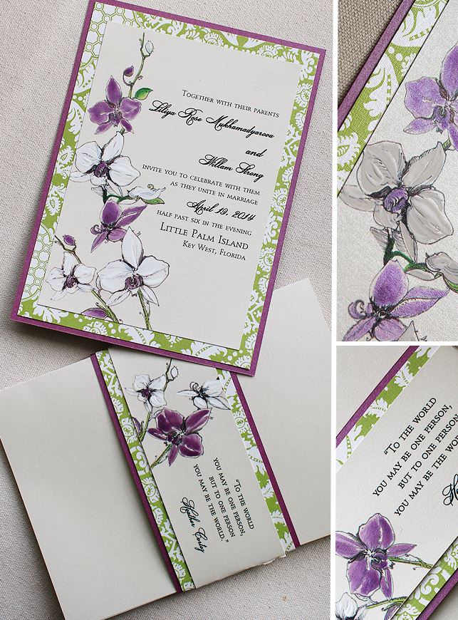 White and Purple Orchid Wedding Invitations