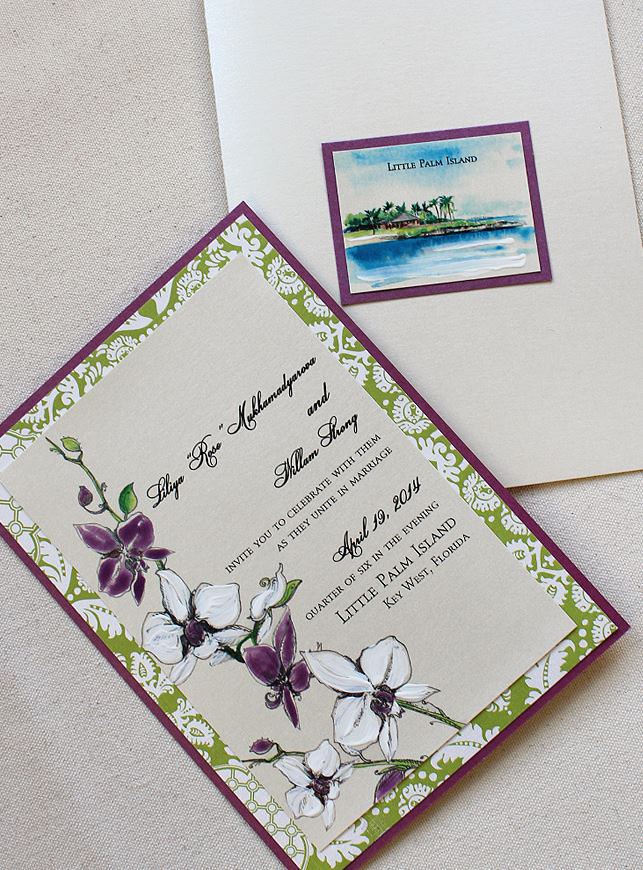 Purple  Orchid Wedding  Invitations