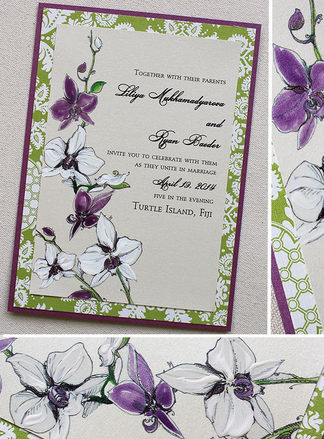 Purple Orchid Wedding Invitations