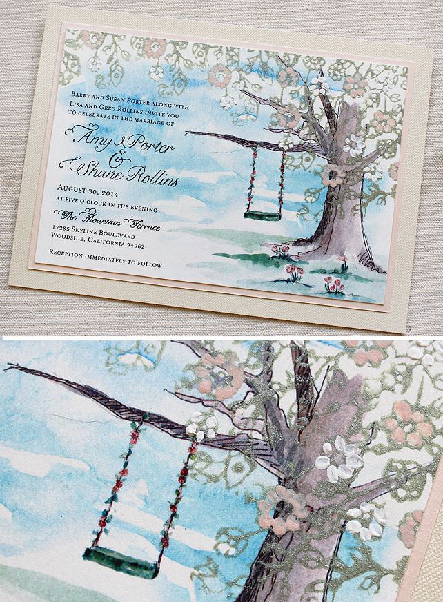 Vintage Lacy Tree Wedding Invitations
