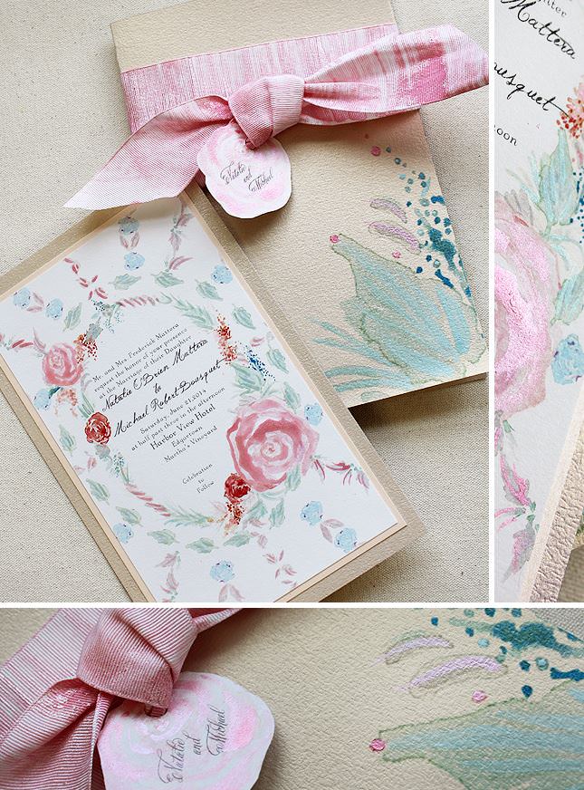Floral Watercolor Frame Wedding Invitations