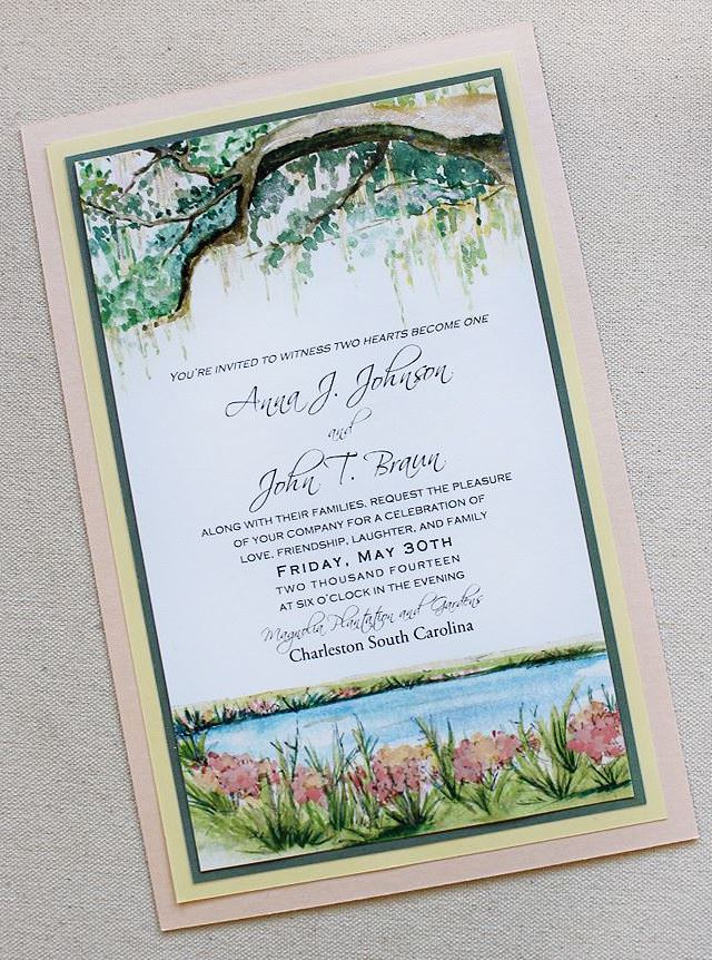 Watercolor Landscape Wedding  Invitations