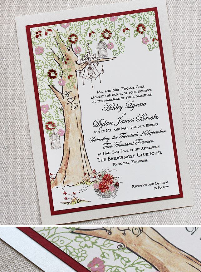 Vintage Lacy Tree Wedding Invitation 