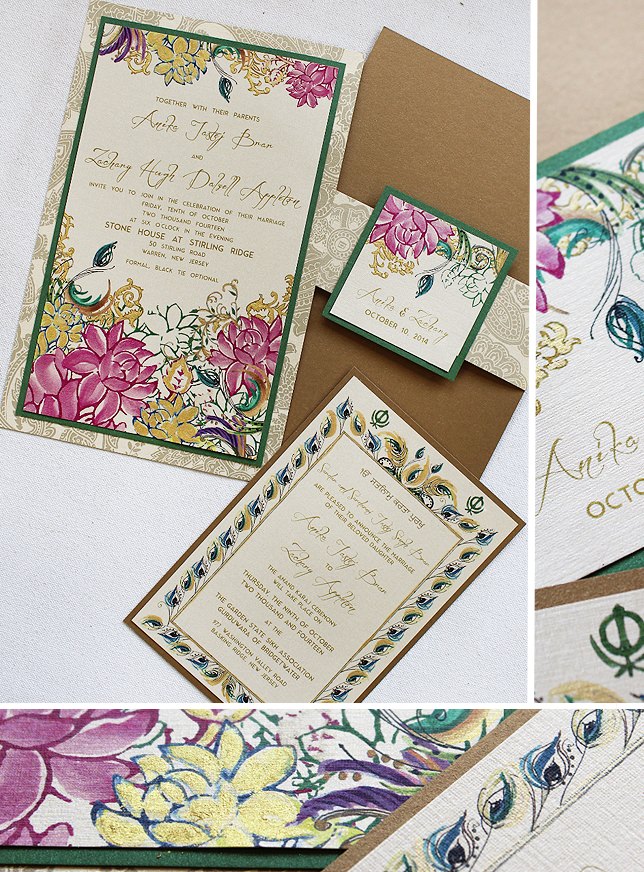 Vintage Lotus Wedding Invitations