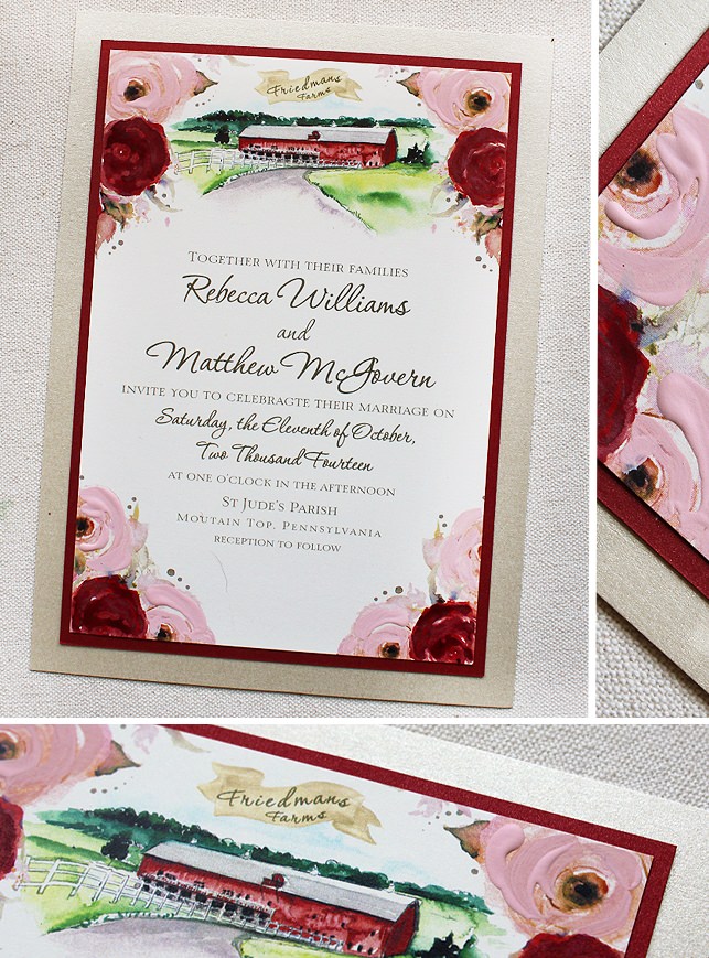 Landscape and Floral Wedding Invitation