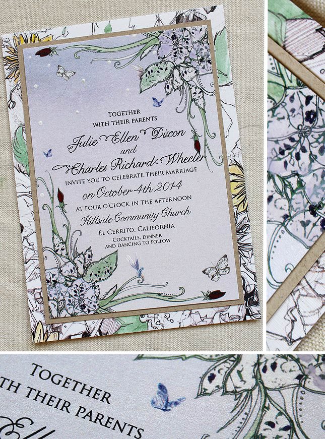 Floral and Butterly Wedding Invitation