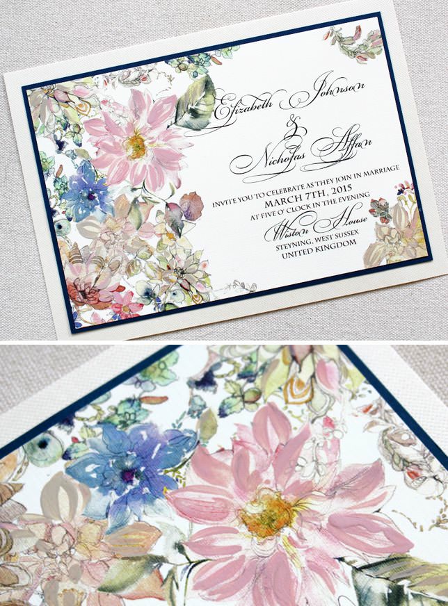 Floral and Succulent Wedding Invitations