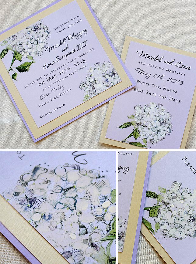 Lavender Hydrangea Wedding Invitations