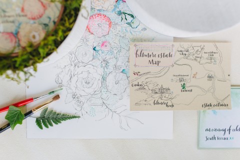 Floral-Watercolor-Wedding-Map