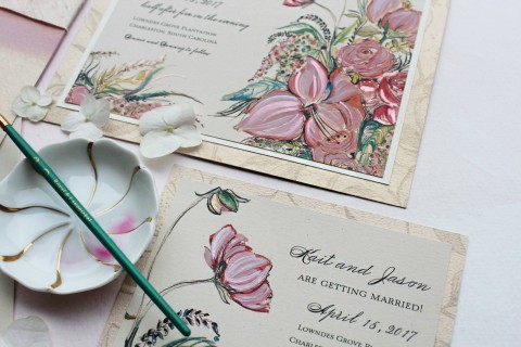 lily-ranunculus-hand-painted-wedding-invitation