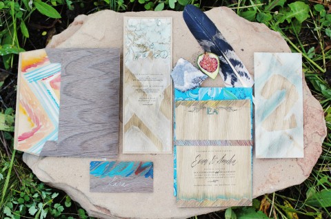 tribal-watercolor-wood-wedding-invitations