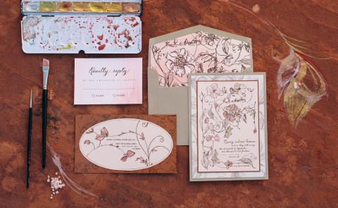 Floral and Foil Wedding Invitiations