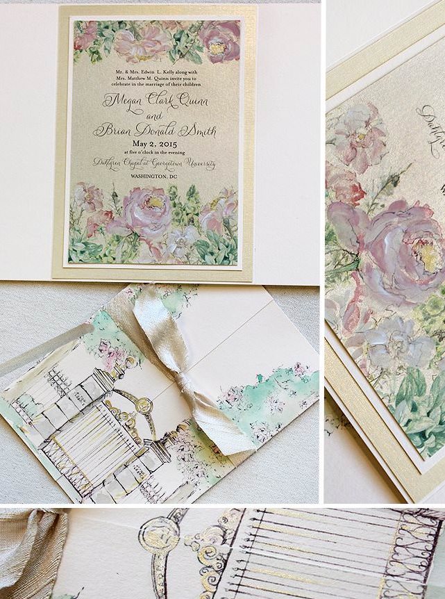 Floral and Gate Wedding Invitations