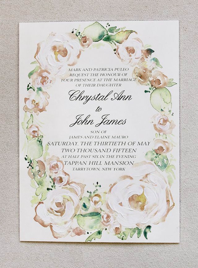 Watercolor Wreath Wedding Invitations