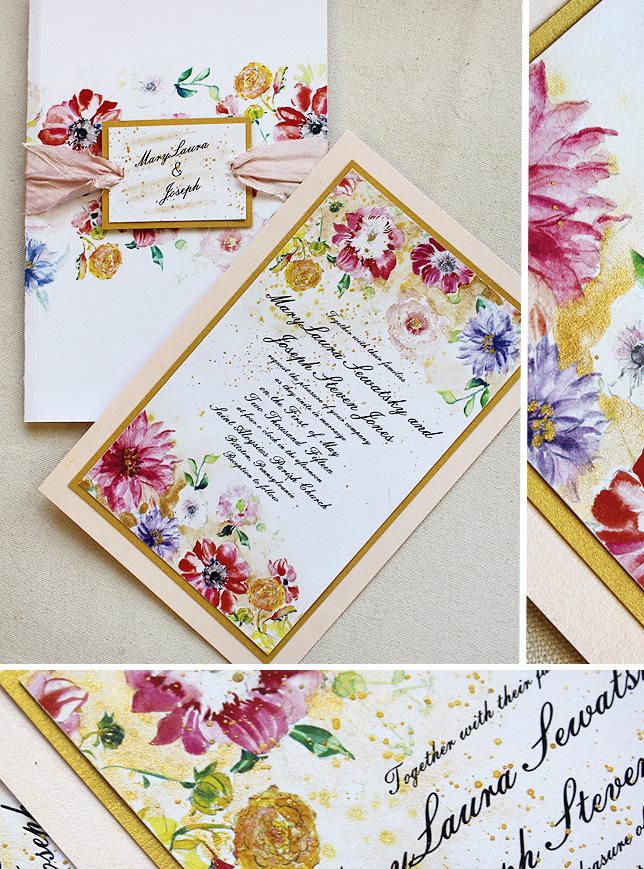 Watercolor Floral Wedding Invitations
