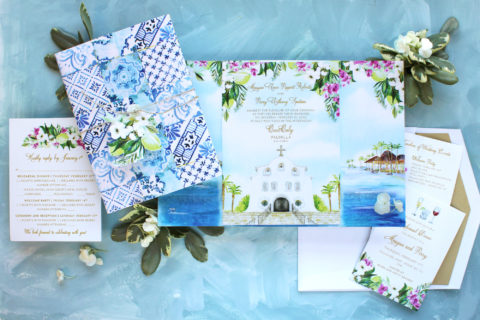 Tropical Beach Mexico Wedding Invites