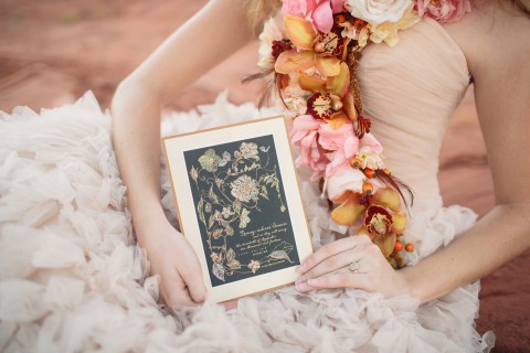 Rose Gold Watercolor Wedding Invitation