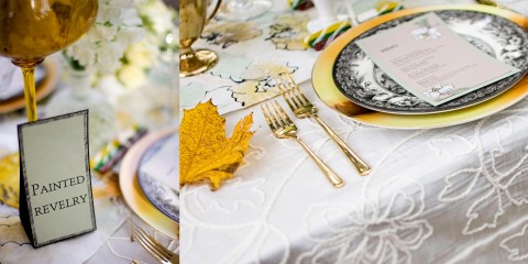 vintage-green-gold-wedding-table-hang-painted-menu