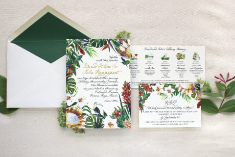 Bold Tropical Watercolor Wedding Invitations
