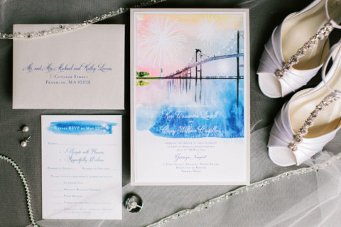 Watercolor Newport Rhode Island Wedding Invitations