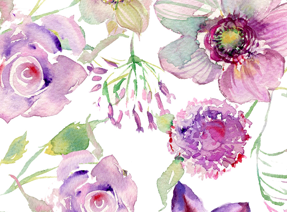 watercolor-flower-pattern-purple