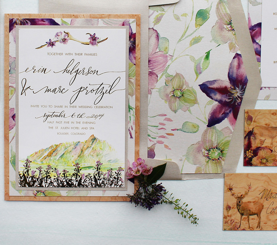rustic-foil-and-watercolor-wedding-invitations