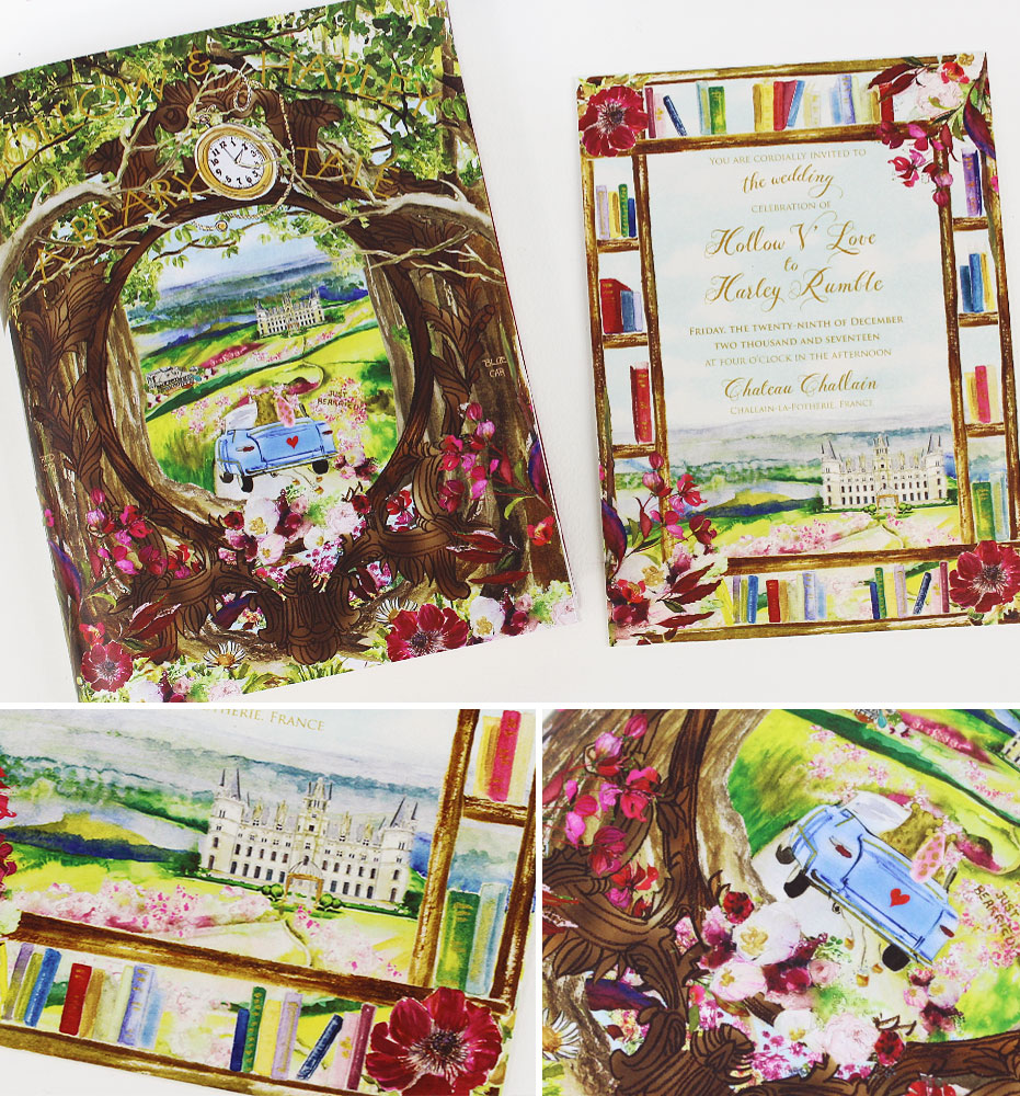 Custom Illustrated Book Wedding Invitations