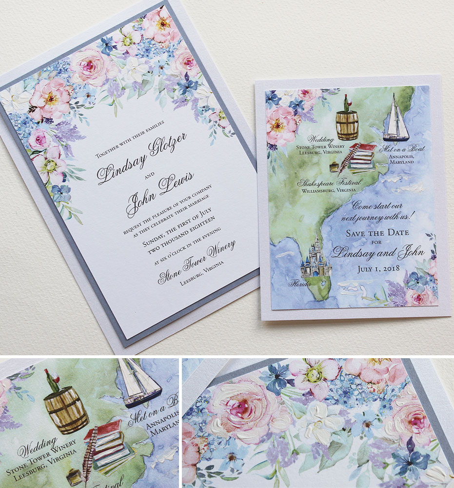 Watercolor Map Save the Date
