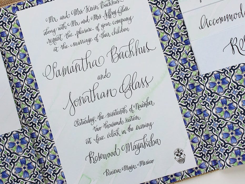 Tile Pattern Wedding Invitations