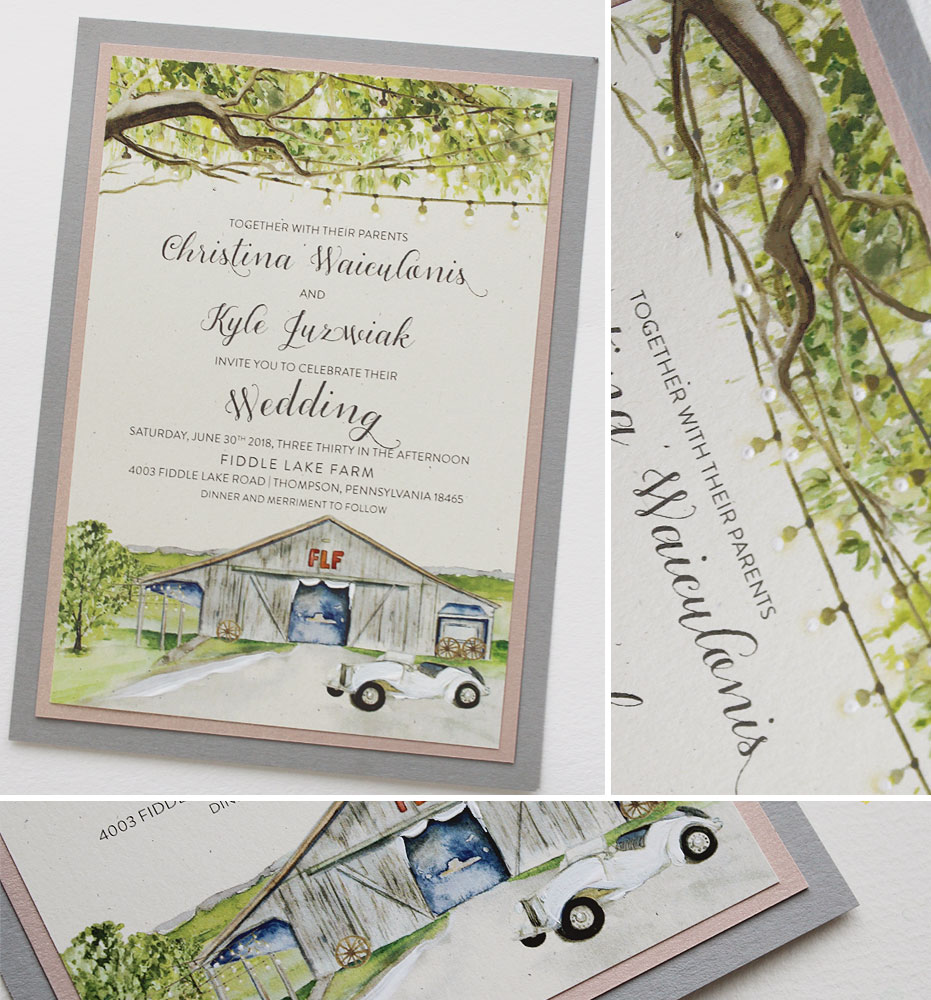 Watercolor Tree Wedding Invitation