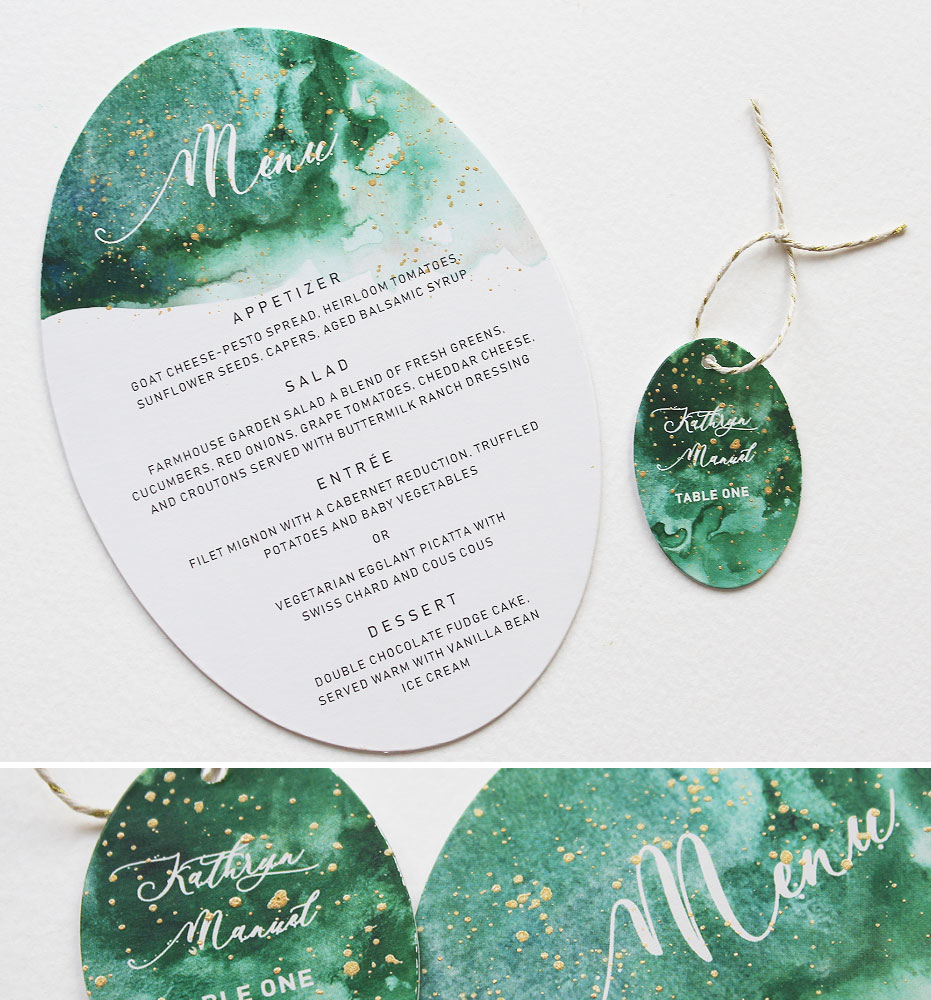 Green Watercolor Wedding Stationery