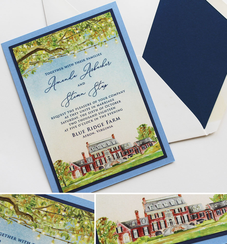 Watercolor Virginia Wedding Invitations