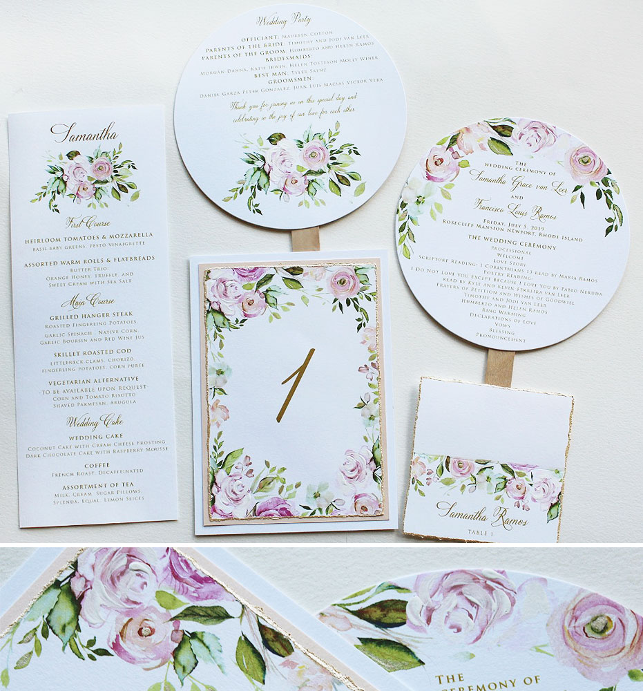Pink Watercolor Floral Wedding Day Accessories 