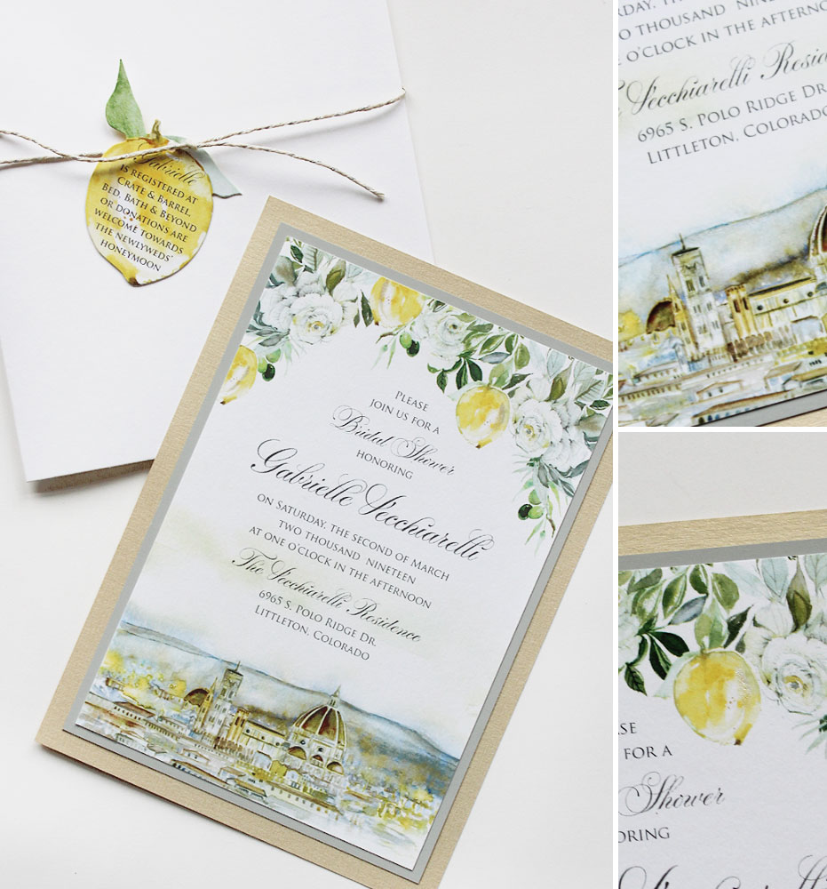 Florence Watercolor Bridal Shower Invitations