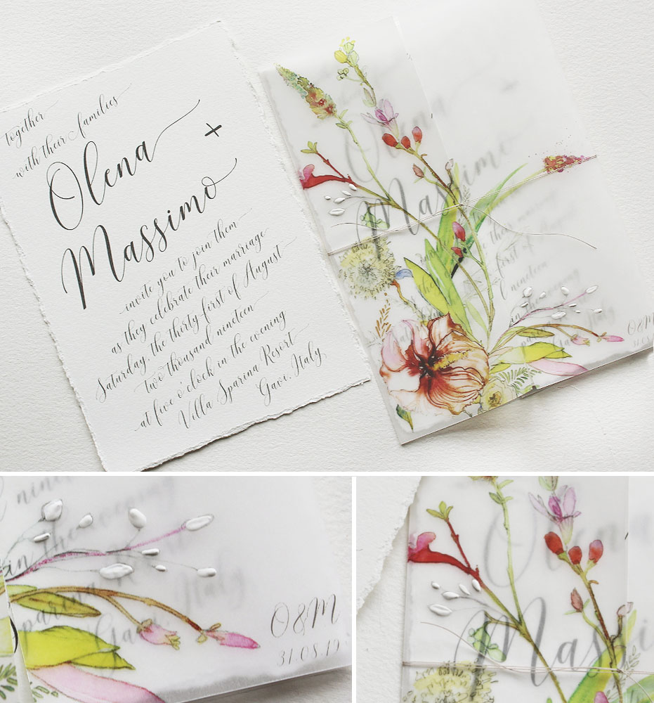 Botanical Watercolor Wedding Invitations
