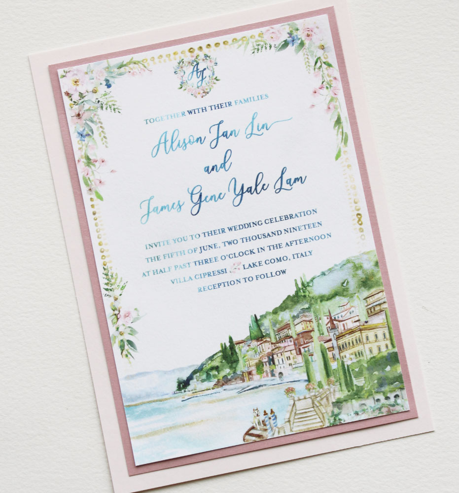 Watercolor Italy Wedding Invitations