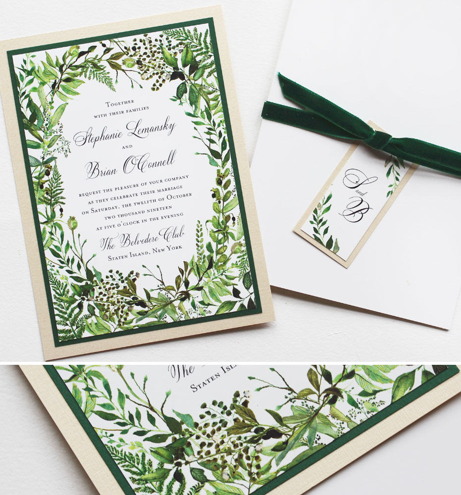 Botanical Wreath Wedding Invitations