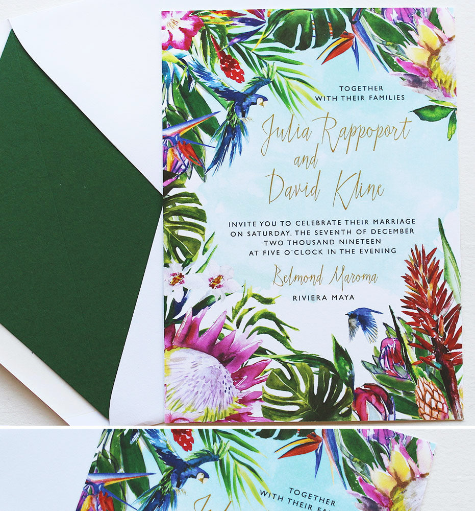 Bright Tropical Floral Wedding Invitations