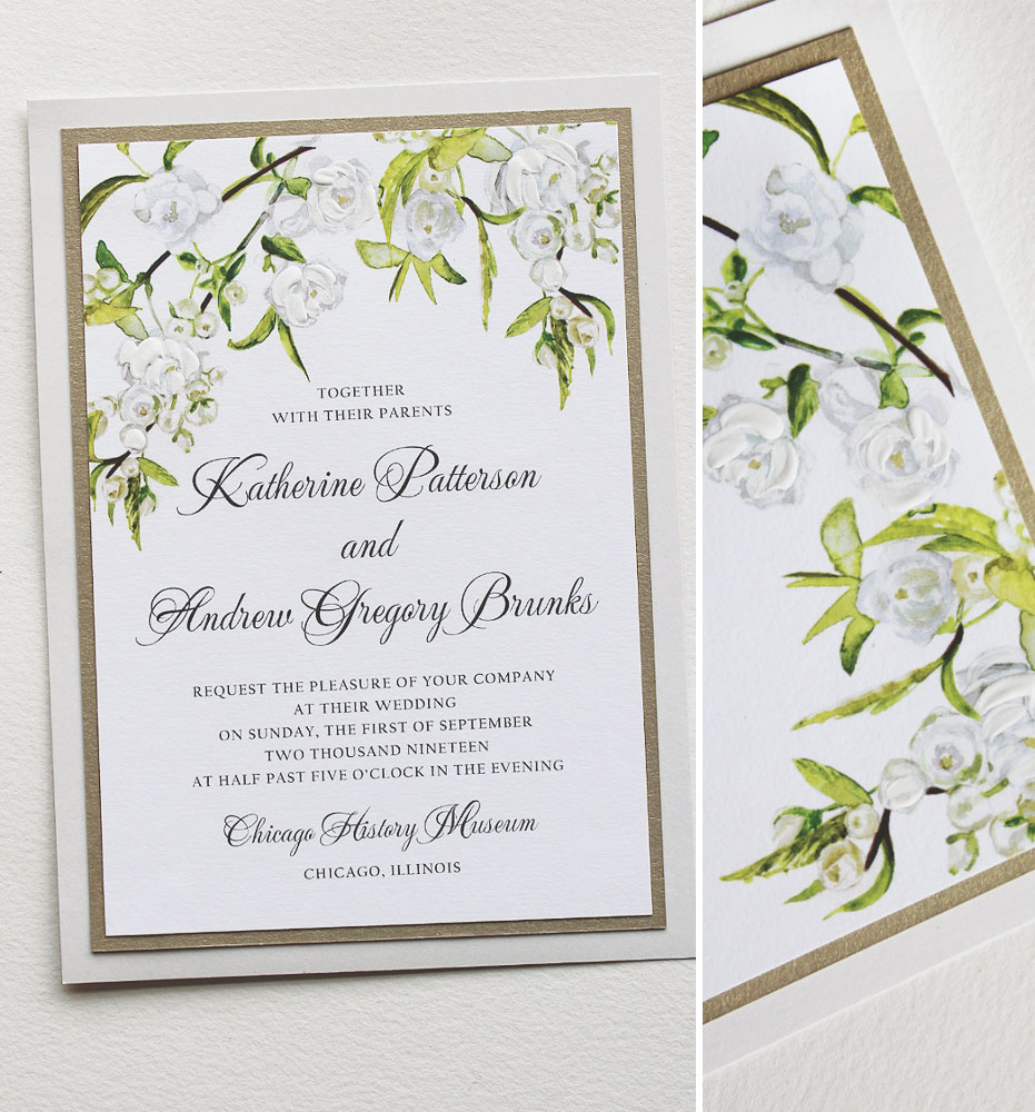 Hand Painted Watercolor Floral Wedding Invitations