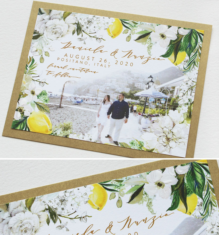 White Floral Wedding Save the Dates