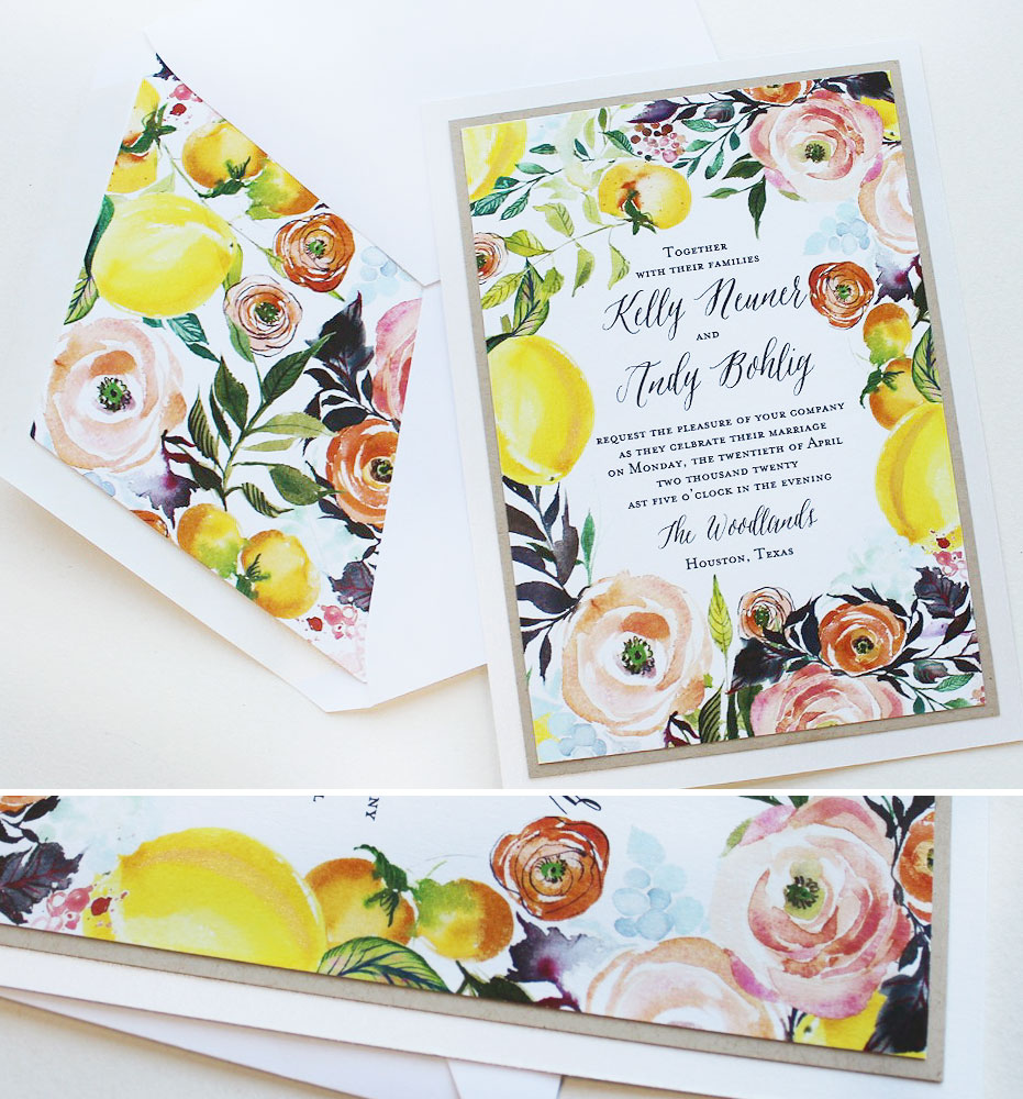 Fruit and Floral Wedding Invitations