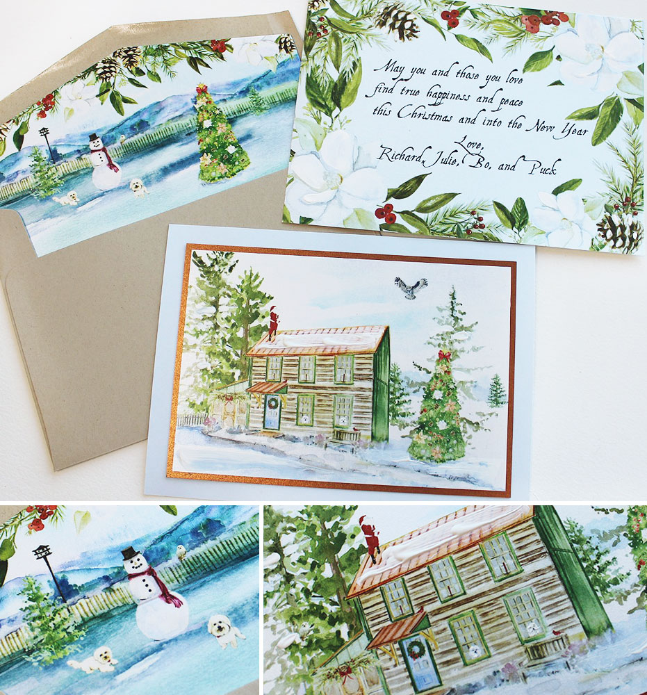 Watercolor Christmas Holiday Cards